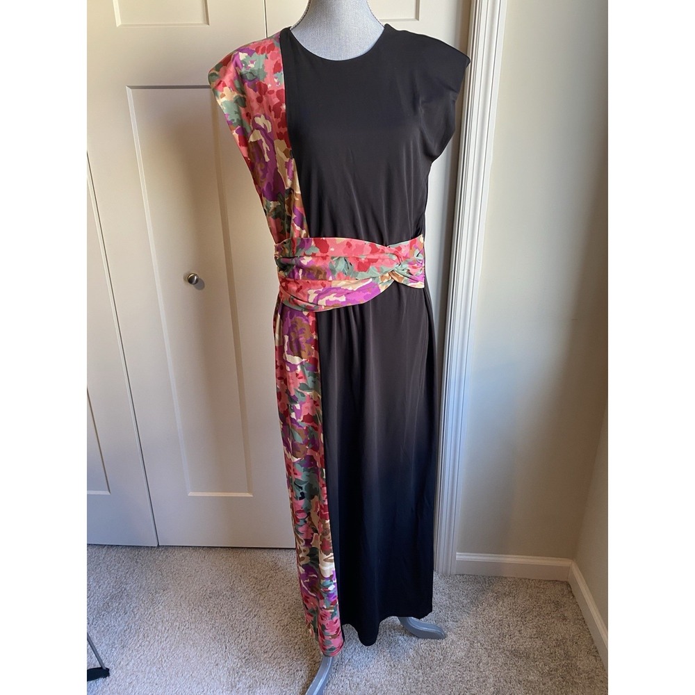 Tuckernuck Cleo Climbing Roses Stretch Black Floral Maxi Dress R2